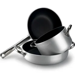 Agnelli Acciaio Inox Platinum Tegame Basso Induzione Antiaderente Con Due Maniglie