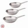 Agnelli Acciaio Inox Set Padelle Basse Induzione Con Manico Tubolare Set 3 Pz