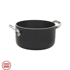Agnelli AlBlack Casseruola Alta Induzione In Alluminio Antiaderente 5mm Con 2 Maniglie Inox