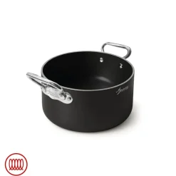 Agnelli AlBlack 1907 Casseruola Alta Induzione In Alluminio Antiaderente 5mm Con 2 Maniglie Inox