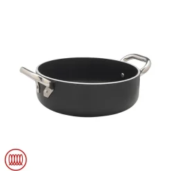 Agnelli AlBlack Casseruola Bassa Induzione In Alluminio Antiaderente 5mm Con 2 Maniglie Inox