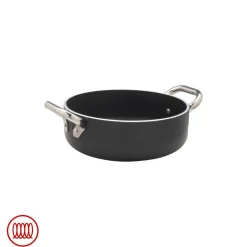 Agnelli AlBlack Casseruola Bassa Induzione In Alluminio Antiaderente 5mm Con 2 Maniglie Inox