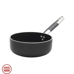 Agnelli AlBlack Casseruola Bassa Induzione In Alluminio Antiaderente 5mm Con Manico Cool Inox