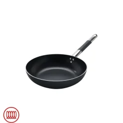 Agnelli AlBlack Padella Alta Svasata Induzione In Alluminio Antiaderente 5mm Con Manico Cool Inox
