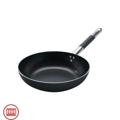 Agnelli AlBlack Padella Alta Svasata Induzione In Alluminio Antiaderente 5mm Con Manico Cool Inox