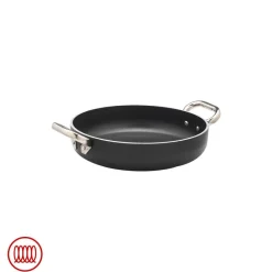 Agnelli AlBlack Tegame Basso Induzione In Alluminio Antiaderente 5mm Con 2 Maniglie Inox