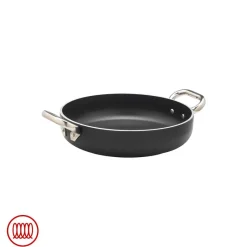 Agnelli AlBlack Tegame Basso Induzione In Alluminio Antiaderente 5mm Con 2 Maniglie Inox