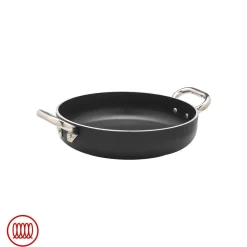 Agnelli AlBlack Tegame Basso Induzione In Alluminio Antiaderente 5mm Con 2 Maniglie Inox
