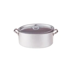 Agnelli Alluminio 3mm Professionale Casseruola Alta Ovale Con Coperchio e 2 Maniglie Inox