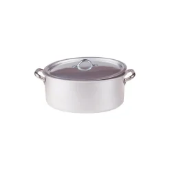 Agnelli Alluminio 3mm Professionale Casseruola Alta Ovale Con Coperchio e 2 Maniglie Inox