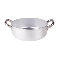 Agnelli Alluminio 3mm Professionale Casseruola Bassa Con 2 Maniglie Inox