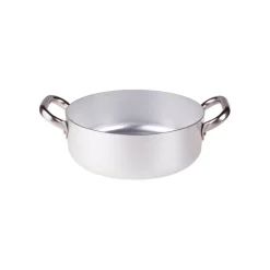 Agnelli Alluminio 3mm Professionale Casseruola Bassa Con 2 Maniglie Inox