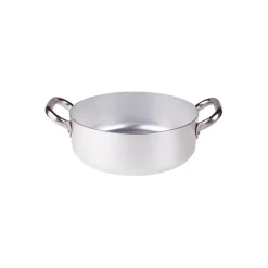 Agnelli Alluminio 3mm Professionale Casseruola Bassa Con 2 Maniglie Inox