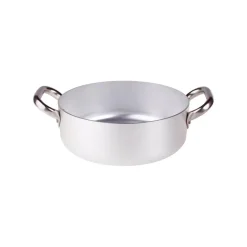 Agnelli Alluminio 3mm Professionale Casseruola Bassa Con 2 Maniglie Inox
