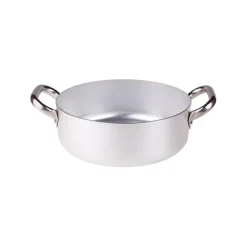 Agnelli Alluminio 3mm Professionale Casseruola Bassa Con 2 Maniglie Inox