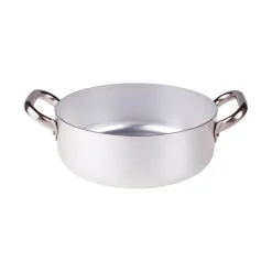 Agnelli Alluminio 3mm Professionale Casseruola Bassa Con 2 Maniglie Inox