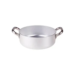 Agnelli Alluminio 3mm Professionale Casseruola Bassa Con 2 Maniglie Inox