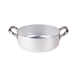 Agnelli Alluminio 3mm Professionale Casseruola Bassa Con 2 Maniglie Inox
