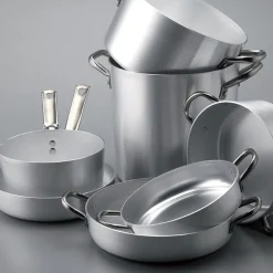 Agnelli Alluminio 3mm Professionale Casseruola Alta Con 2 Maniglie Inox