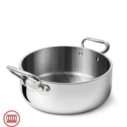 Agnelli Alu-Inox 5-Ply Casseruola Bassa Con Manici 1907 In Alu-Inox