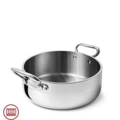Agnelli Alu-Inox 5-Ply Casseruola Bassa Con Manici 1907 In Alu-Inox