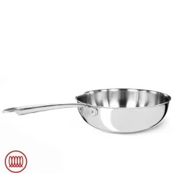 Agnelli Alu-Inox 3-Ply Padella Alta Da Mantecatura Con Manico In AluInox Lucida