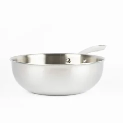 Agnelli Alu-Inox 3-Ply Padella Alta Da Mantecatura Con Manico In AluInox Lucida