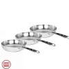 Agnelli Alu-Inox 3-Ply Set Padelle Alte Svasate Con Manico Tubolare In AluInox Cromato Set 3 Pz