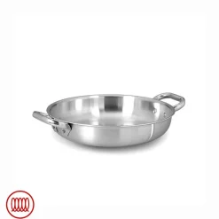 Agnelli Alu-Inox 3-ply Tegame Basso Induzione Con Due Maniglie In AluInox Satinato