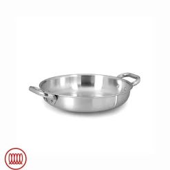 Agnelli Alu-Inox 3-ply Tegame Basso Induzione Con Due Maniglie In AluInox Satinato