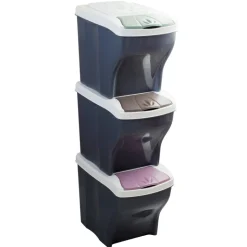 Bama Tris Di Poker Pattumiera Raccolta DIfferenziata In Plastica - Set 3 Pz
