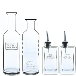 Bormioli Luigi Optima Bottiglie Acqua Vino Olio e Aceto in Vetro - Set 4 Pezzi