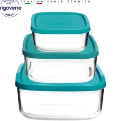 Bormioli Rocco Frigoverre Classic Contenitore Per Alimenti Quadrato - Set 3 Pz