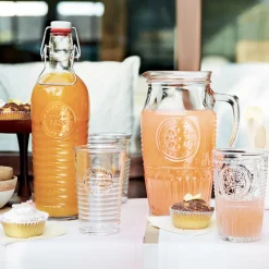 Bormioli Rocco Romantic Set Caraffa Con Calici e Bicchieri In Vetro Decorato Set 13 Pz