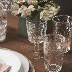 Bormioli Rocco Romantic Set Caraffa Con Calici e Bicchieri In Vetro Decorato Set 13 Pz