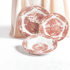 Churchill James Sadler & Sons Brookpink Servizio Piatti In Terracotta - Set 18 Pz