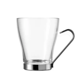 24 cl - Borgonovo Debora Tazza Tè In Vetro Con Manico In Acciaio - Set 6 Pz