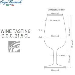 21.5 cl - Bormioli Luigi DOC ISO Calice Degustazione in Vetro - Set 6 Pezzi