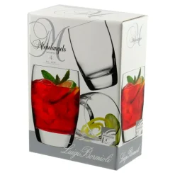 26.5 cl - Bormioli Luigi Michelangelo Bicchiere Acqua in Vetro - Set 4 Pezzi