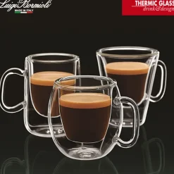 7.5 cl - Bormioli Luigi Themic Glass Tazza Caffé Espresso Monorigine Brasile In Vetro Termico - Set 2 Pz
