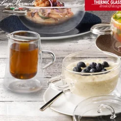 14.5 cl - Bormioli Luigi Thermic Glass Lattiera in Vetro Borosilicato - Set 2 Pezzi