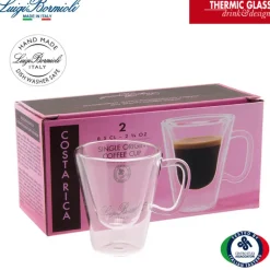 8.5 cl - Bormioli Luigi Thermic Glass Tazzina Caffé Costa Rica in Vetro Borosilicato - Set 2 Pezzi