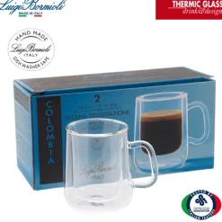10 cl - Bormioli Luigi Thermic Glass Tazzina Caffé Doppia Parete in Vetro Borosilicato - Set 2 Pezzi