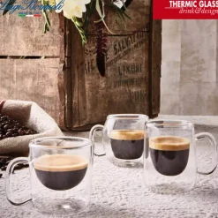 10 cl - Bormioli Luigi Thermic Glass Tazzina Caffé Doppia Parete in Vetro Borosilicato - Set 2 Pezzi