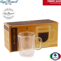 8.5 cl - Bormioli Luigi Thermic Glass Tazzina Caffé Etiopia in Vetro Borosilicato - Set 2 Pezzi