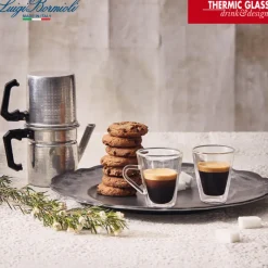 8.5 cl - Bormioli Luigi Thermic Glass Tazzina Caffé Caffeino in Vetro Borosilicato - Set 2 Pezzi