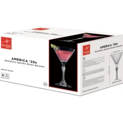 16.5 cl - Bormioli Rocco America 20s Bicchiere Martini in Vetro - Set 6 Pezzi