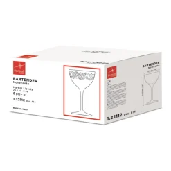 23.5 cl - Bormioli Rocco Bartender Novecento Bicchiere Martini in Vetro - Set 6 Pezzi