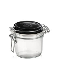 20 cl - Bormioli Rocco Fido ChiaroScuro Vasetto Ermetico Cilindrico In Vetro Tappo Nero