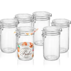 75 cl - Bormioli Rocco Fido Vasetto Ermetico Cilindrico In Vetro - Set 6 Pz